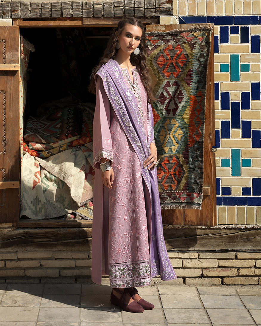 Hemline by Mushq Bukhara Embroidered Karandi Unstitched 3Pc Suit - Ark Reverie