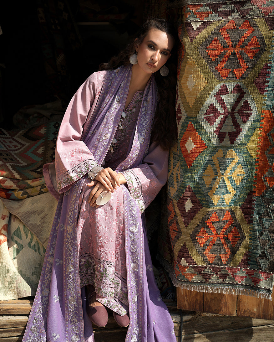 Hemline by Mushq Bukhara Embroidered Karandi Unstitched 3Pc Suit - Ark Reverie