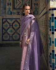 Hemline by Mushq Bukhara Embroidered Karandi Unstitched 3Pc Suit - Ark Reverie