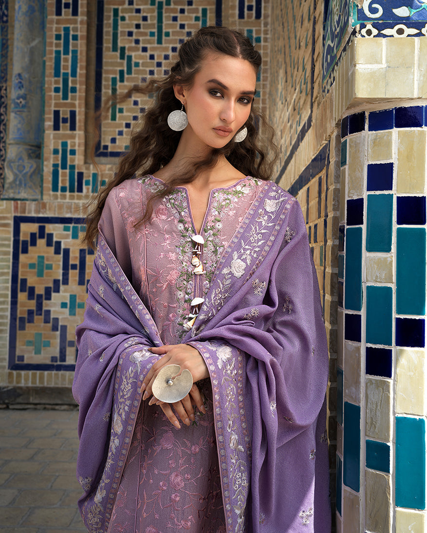 Hemline by Mushq Bukhara Embroidered Karandi Unstitched 3Pc Suit - Ark Reverie