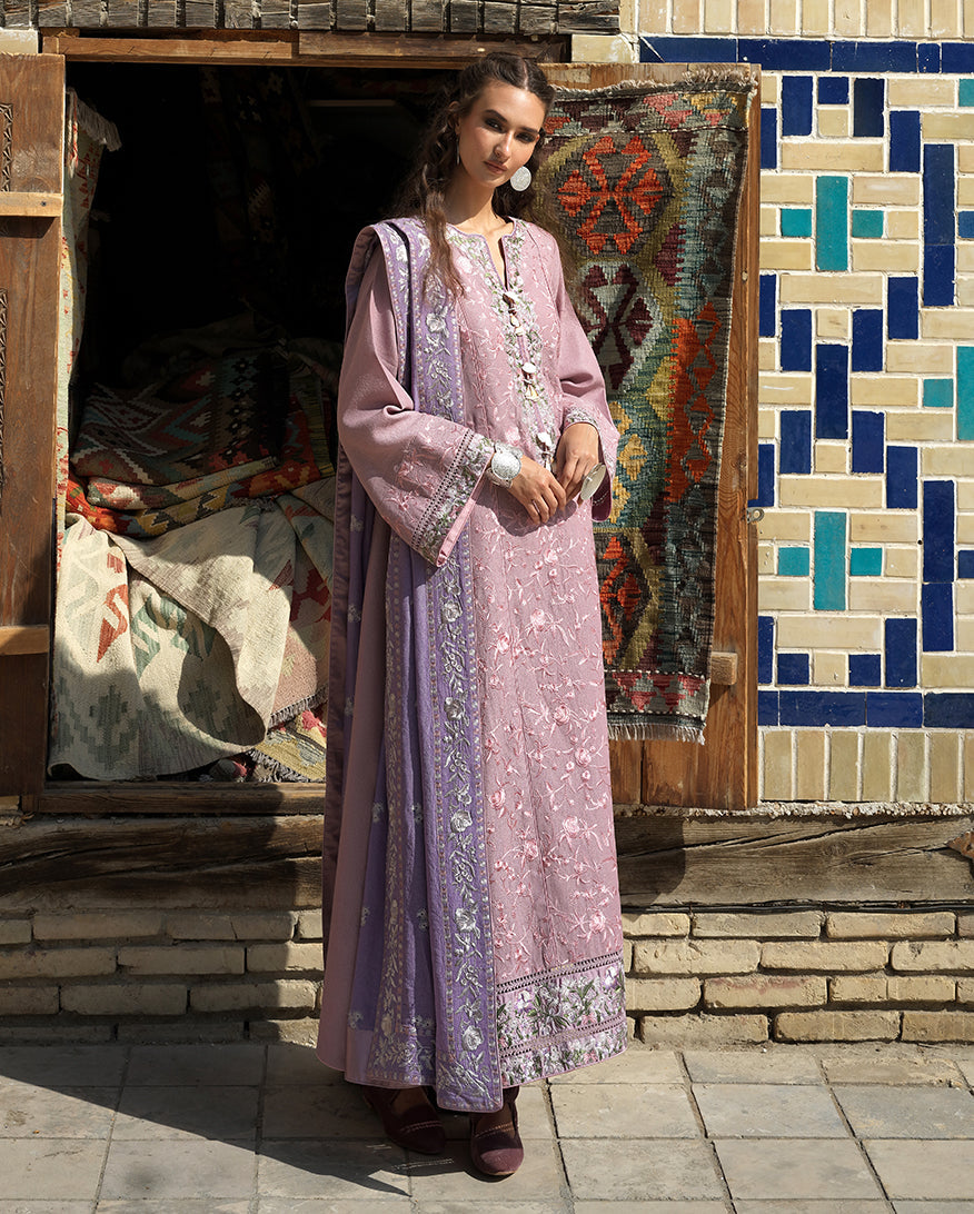 Hemline by Mushq Bukhara Embroidered Karandi Unstitched 3Pc Suit - Ark Reverie