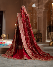 Zevk Mughal Raniya Unstitched Embroidered Net Dress - Mughal Mah Rani