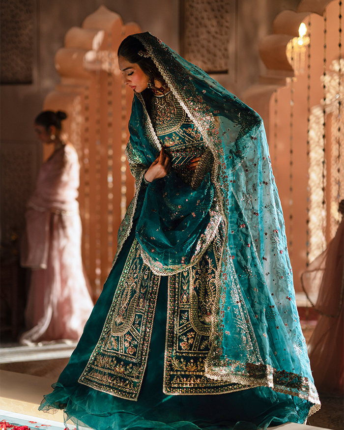Zevk Mughal Raniya Unstitched Embroidered Organza Dress - Sundas Rani