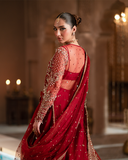 Zevk Mughal Raniya Unstitched Embroidered Net Dress - Mughal Mah Rani