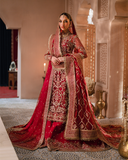 Zevk Mughal Raniya Unstitched Embroidered Net Dress - Mughal Mah Rani