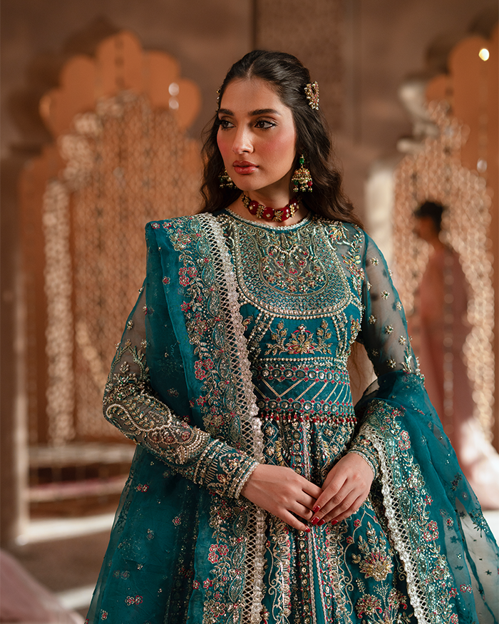 Zevk Mughal Raniya Unstitched Embroidered Organza Dress - Sundas Rani