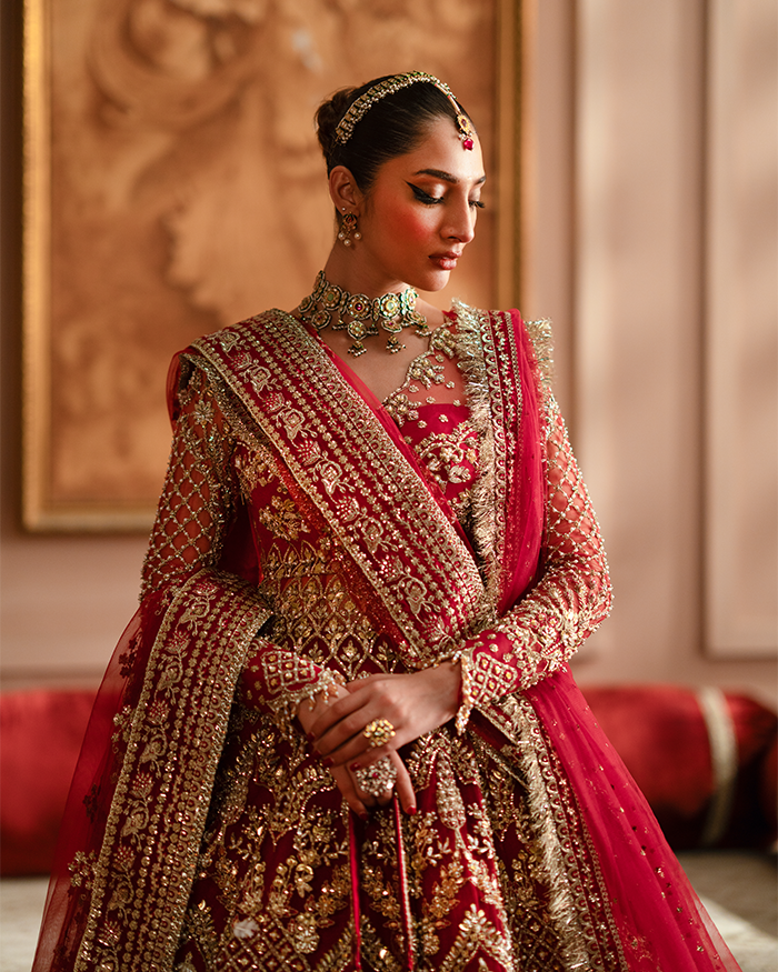 Zevk Mughal Raniya Unstitched Embroidered Net Dress - Jodha Begum
