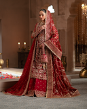 Zevk Mughal Raniya Unstitched Embroidered Net Dress - Mughal Mah Rani