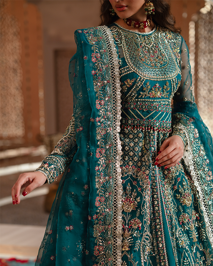 Zevk Mughal Raniya Unstitched Embroidered Organza Dress - Sundas Rani