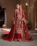 Zevk Mughal Raniya Unstitched Embroidered Net Dress - Mughal Mah Rani