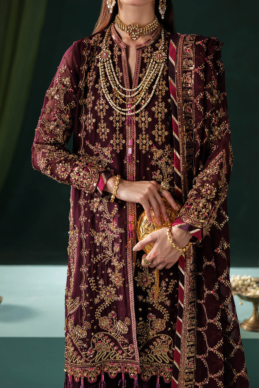 Saad Shaikh Panache Luxury Chiffon Unstitched 3Pc Suit D-06