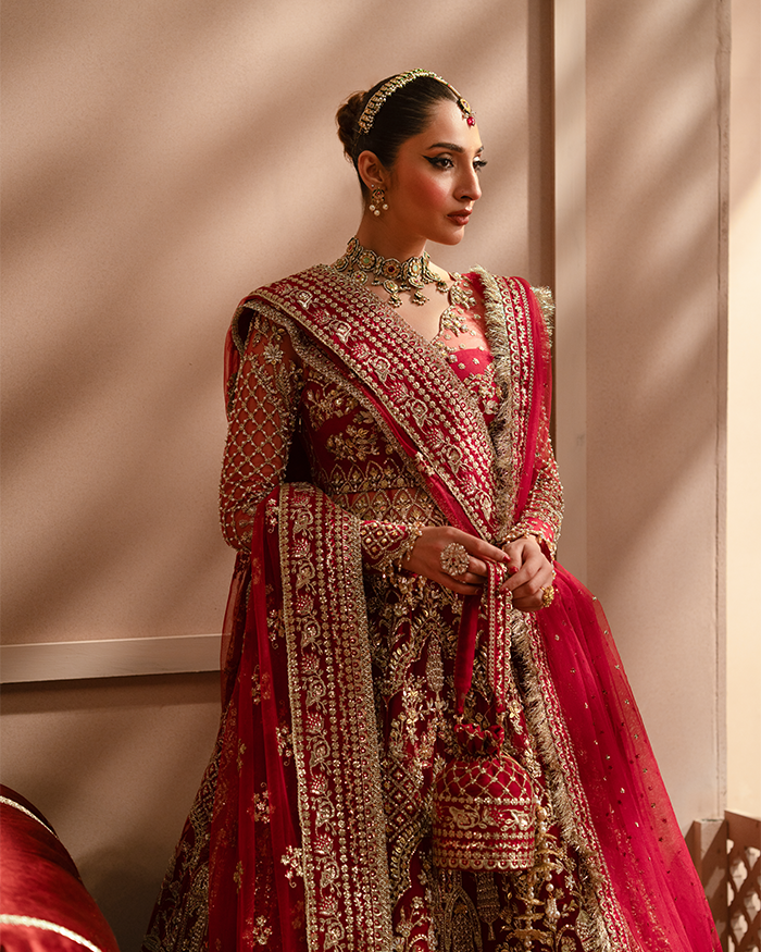 Zevk Mughal Raniya Unstitched Embroidered Net Dress - Jodha Begum