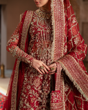 Zevk Mughal Raniya Unstitched Embroidered Net Dress - Mughal Mah Rani