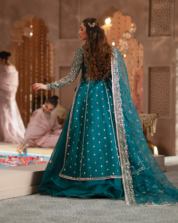 Zevk Mughal Raniya Unstitched Embroidered Organza Dress - Sundas Rani