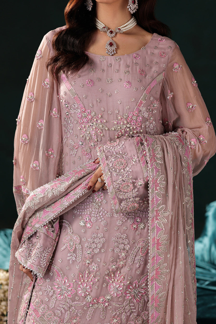 Saad Shaikh Panache Luxury Chiffon Unstitched 3Pc Suit D-07