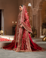 Zevk Mughal Raniya Unstitched Embroidered Net Dress - Mughal Mah Rani