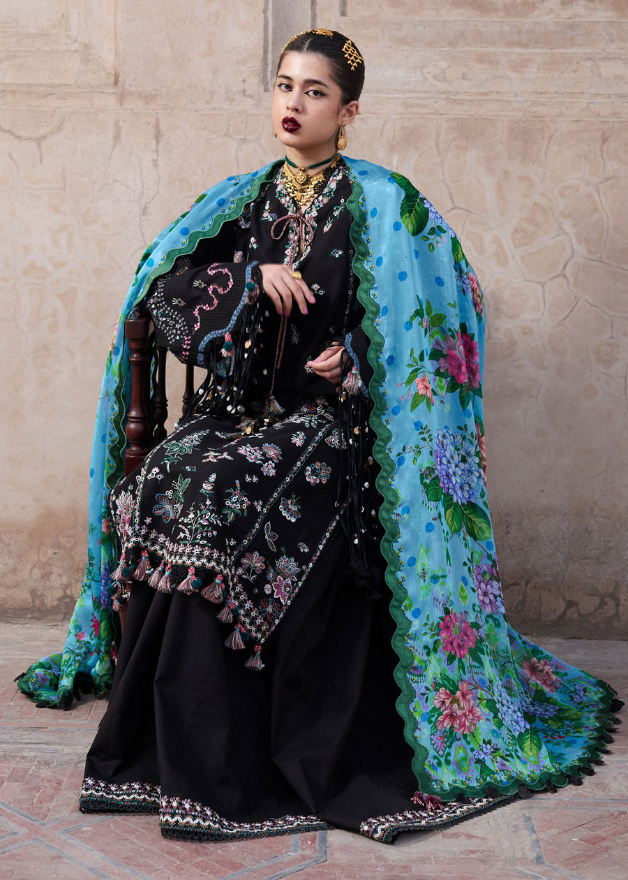 Hussain Rehar Nirmal Unstitched Embroidered Lawn 3Pc Suit - Arzo