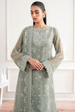 Farasha Essence Embroidered Chiffon Unstitched 3Pc Suit - Ash Green