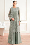 Farasha Essence Embroidered Chiffon Unstitched 3Pc Suit - Ash Green