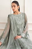 Farasha Essence Embroidered Chiffon Unstitched 3Pc Suit - Ash Green
