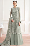 Farasha Essence Embroidered Chiffon Unstitched 3Pc Suit - Ash Green
