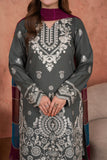 Feathers Premium Embroidered Lawn Unstitched 3Pc Suit - Ashen Silver Whitework