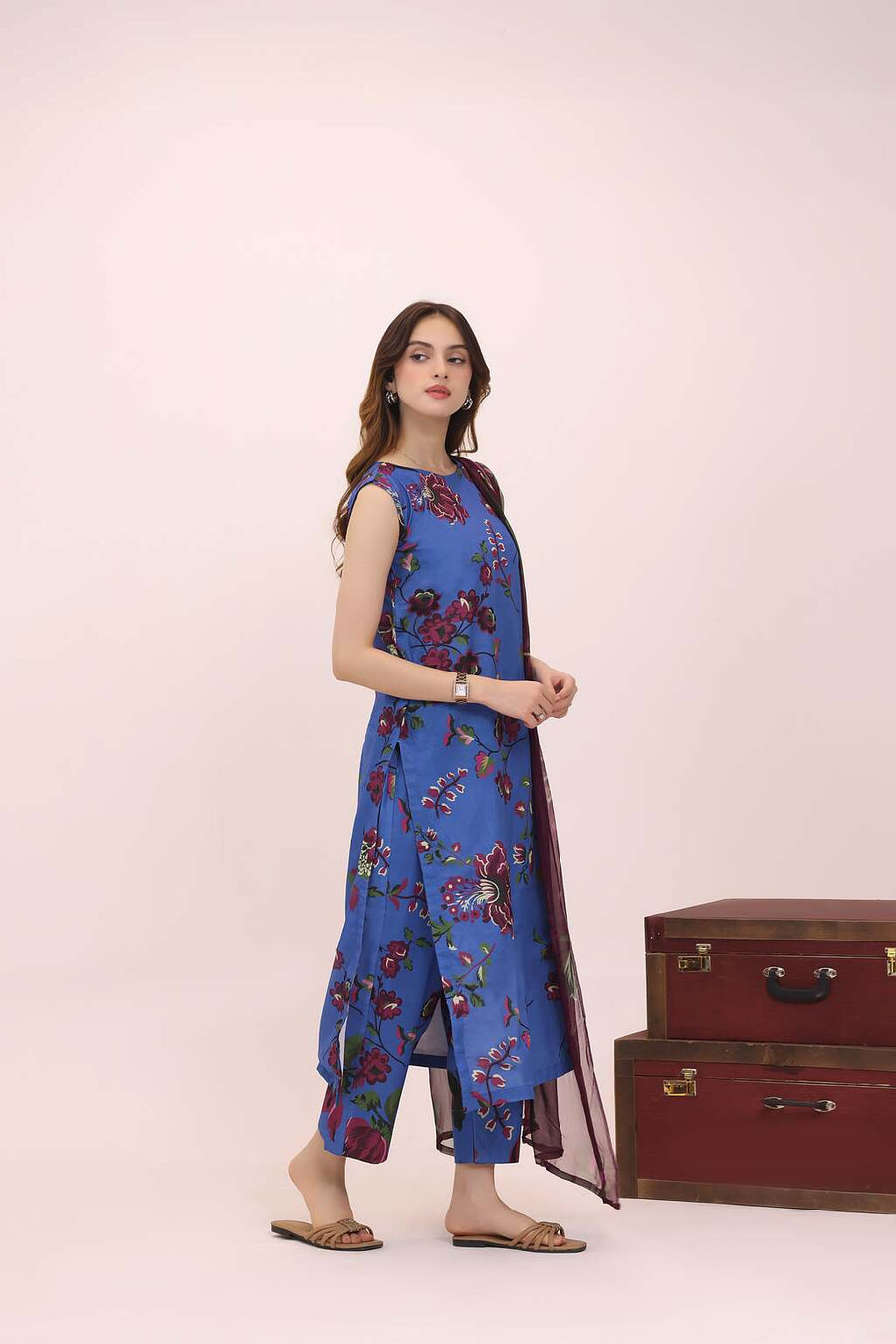 Feathers Premium House of Petals Unstitched Lawn 3Pc Suit Atlantic Anchor-FT755