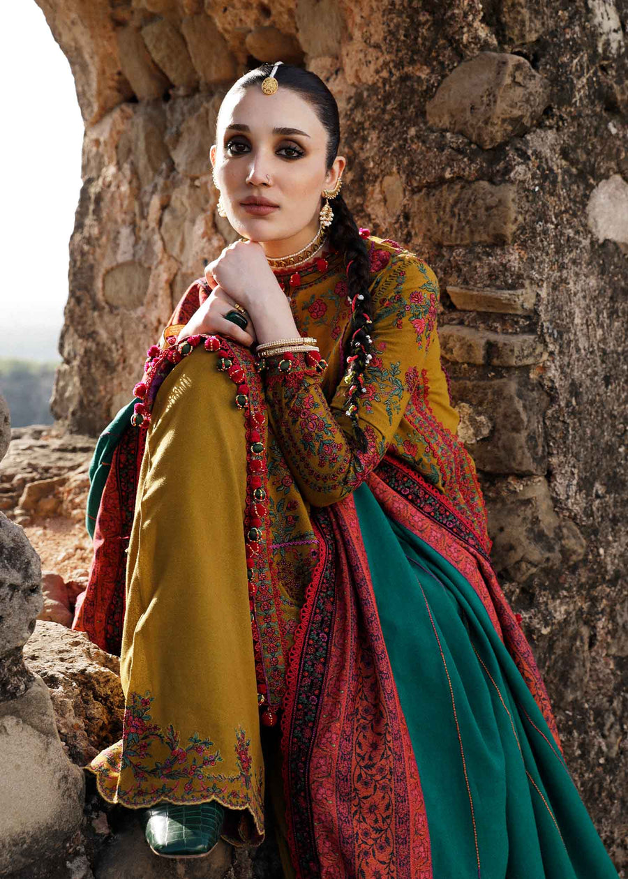 Hussain Rehar Embroidered Karandi Unstitched 3Pc Suit - Aureate
