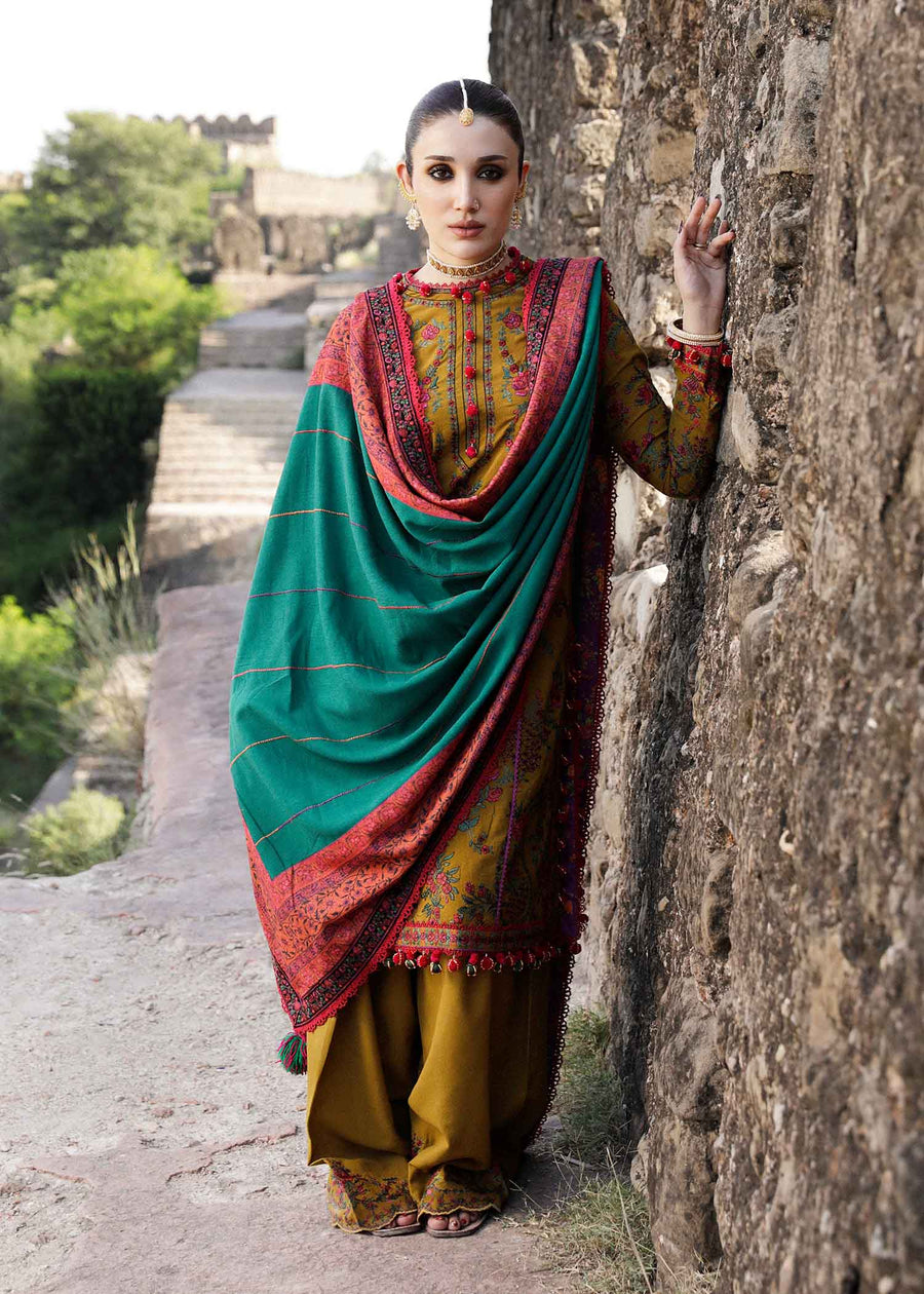 Hussain Rehar Embroidered Karandi Unstitched 3Pc Suit - Aureate