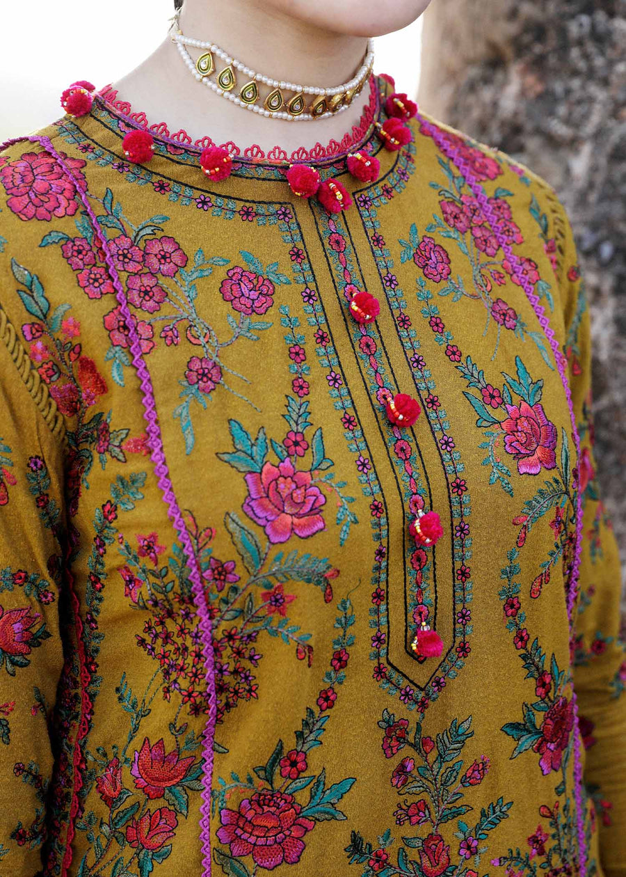 Hussain Rehar Embroidered Karandi Unstitched 3Pc Suit - Aureate