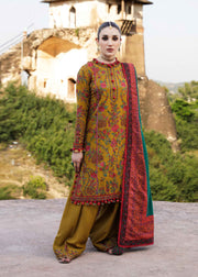 Hussain Rehar Embroidered Karandi Unstitched 3Pc Suit - Aureate