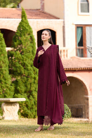 Farasha Sorine Summer Embroidered Lawn Unstitched 3Pc Suit - Autumn Maroon