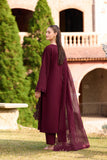 Farasha Sorine Summer Embroidered Lawn Unstitched 3Pc Suit - Autumn Maroon