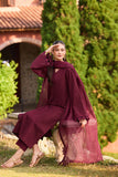 Farasha Sorine Summer Embroidered Lawn Unstitched 3Pc Suit - Autumn Maroon