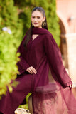Farasha Sorine Summer Embroidered Lawn Unstitched 3Pc Suit - Autumn Maroon