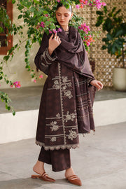 Farasha Meline Embroidered Viscose Unstitched 3Pc Suit - Autumn Rose