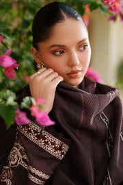 Farasha Meline Embroidered Viscose Unstitched 3Pc Suit - Autumn Rose