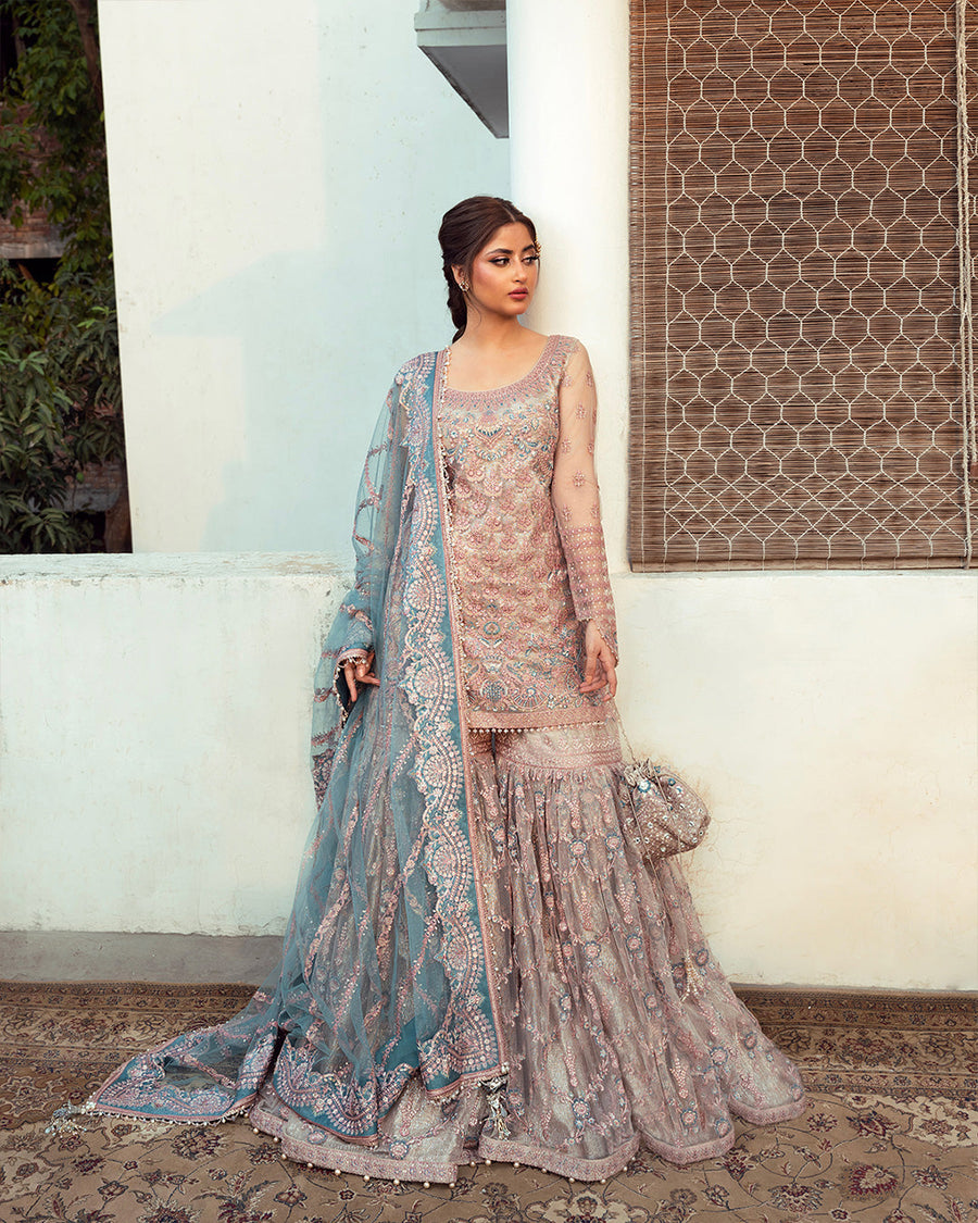 Nira by Faiza Saqlain Embroidered Net Unstitched 3Pc Suit - AYTAN