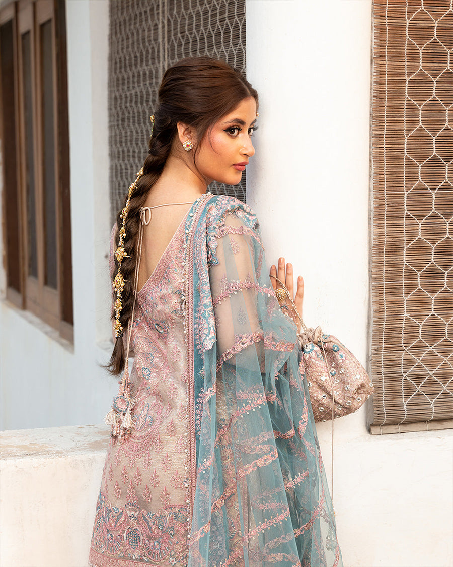Nira by Faiza Saqlain Embroidered Net Unstitched 3Pc Suit - AYTAN