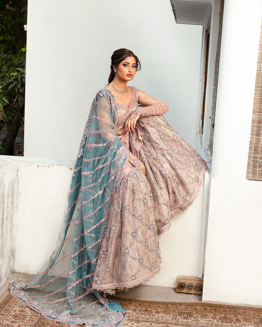 Nira by Faiza Saqlain Embroidered Net Unstitched 3Pc Suit - AYTAN