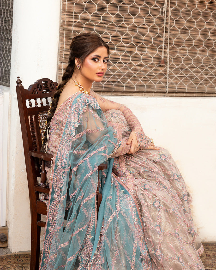 Nira by Faiza Saqlain Embroidered Net Unstitched 3Pc Suit - AYTAN