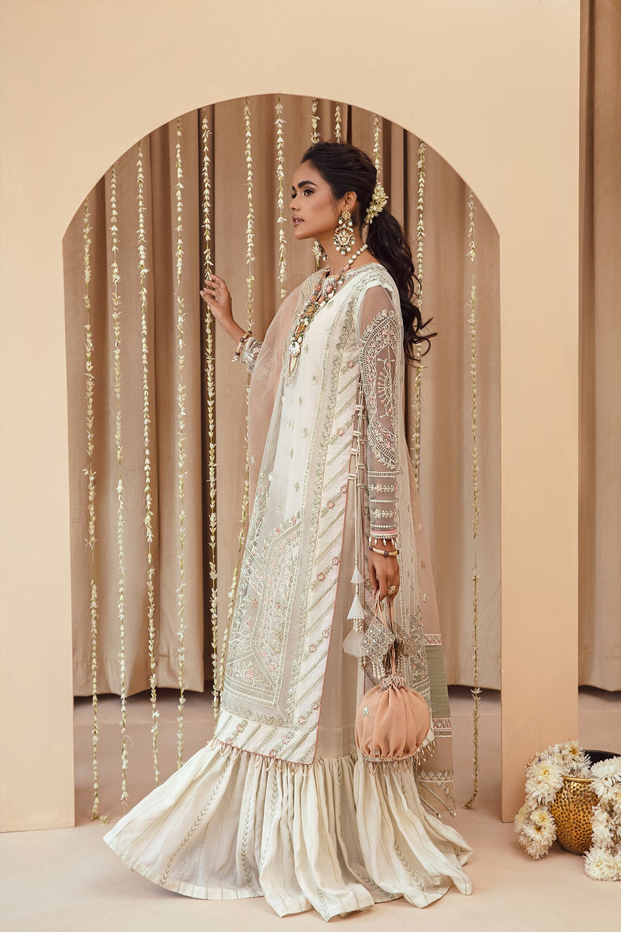 FARASHA Tabeer Embroidered Net Unstitched 3 Piece Suit - 08 Ayzel