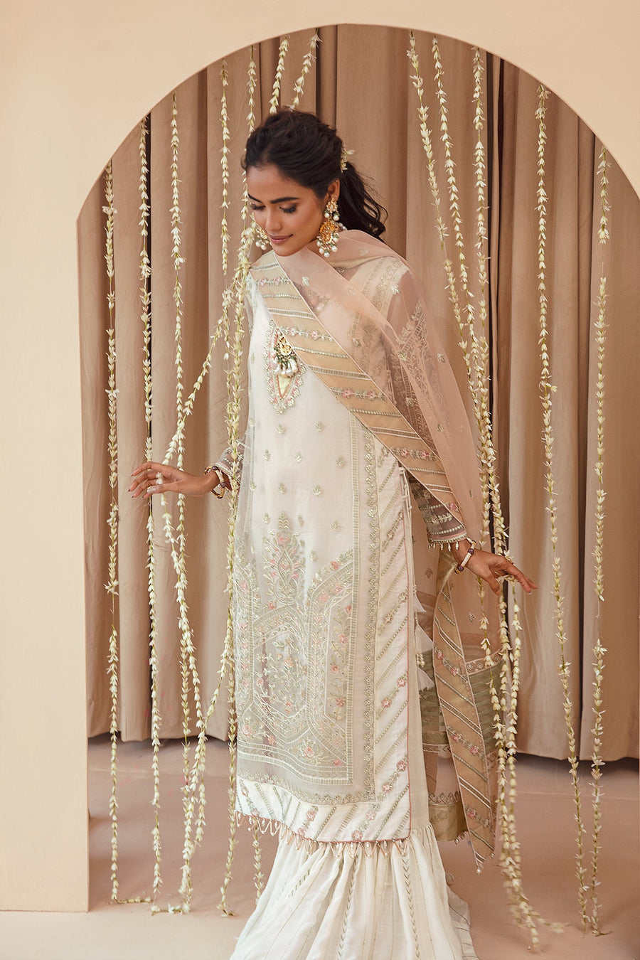 FARASHA Tabeer Embroidered Net Unstitched 3 Piece Suit - 08 Ayzel