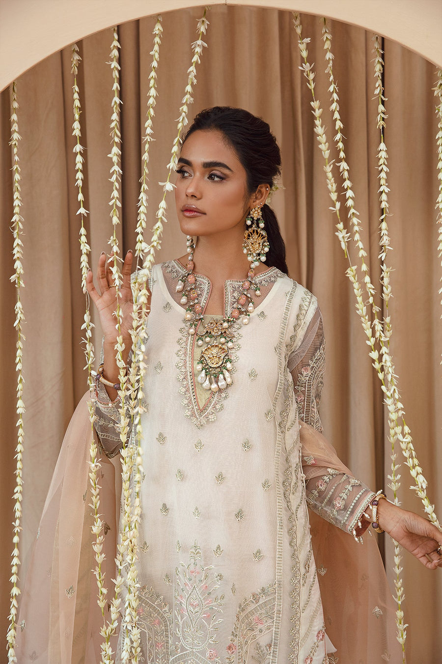 FARASHA Tabeer Embroidered Net Unstitched 3 Piece Suit - 08 Ayzel