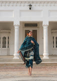 Hussain Rehar Kalabagh Unstitched Embroidered Lawn 3Pc Suit - Azraq