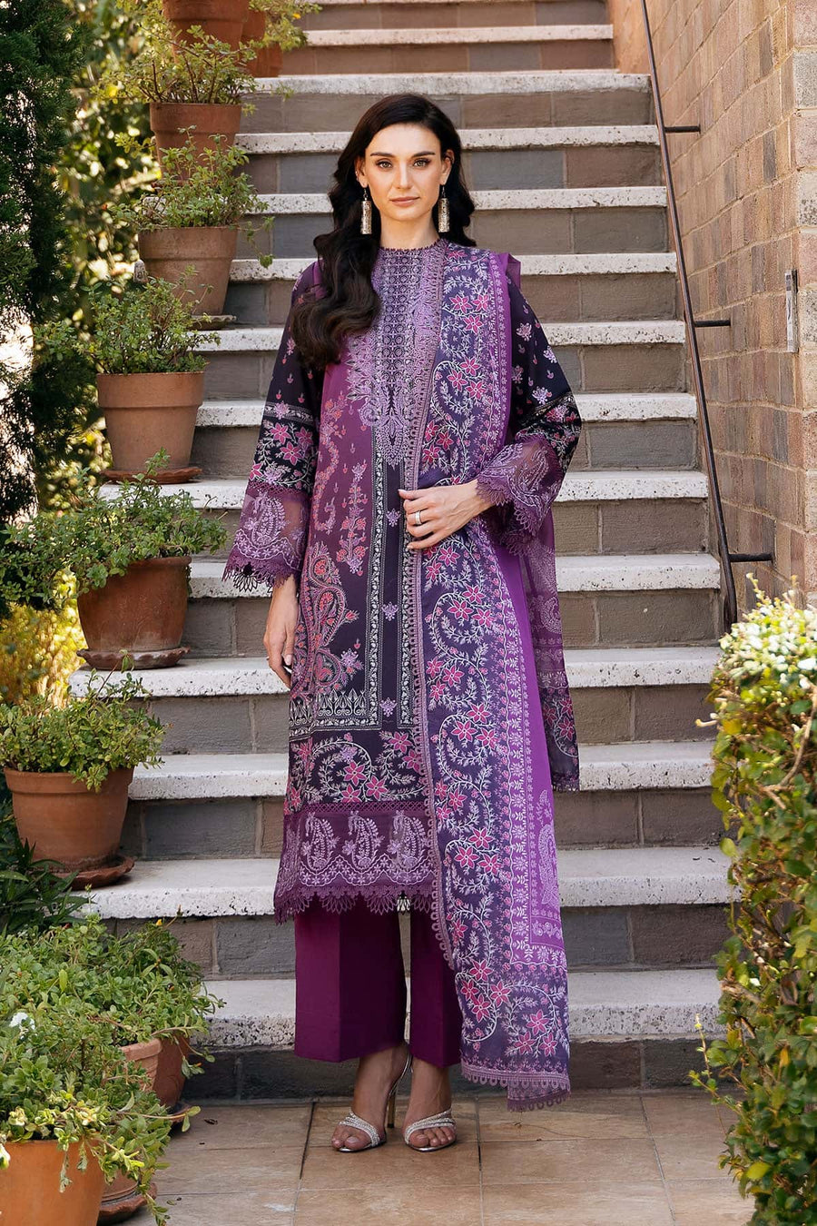 Afrozeh Damask The Holiday Unstitched Lawn 3Pc Suit AL-25-V2-10A AZRINA