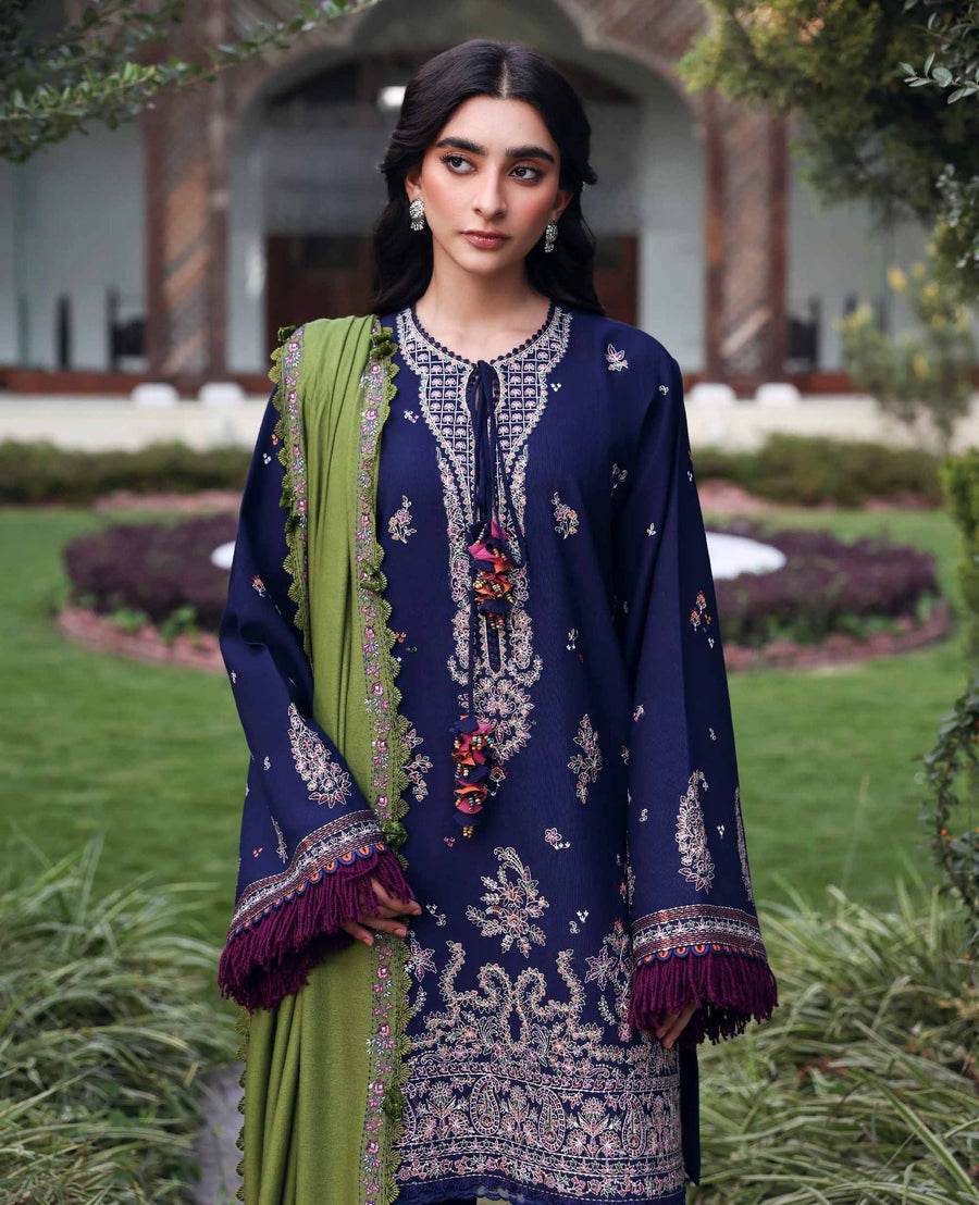 Republic Womenswear Amaris Unstitched Khaddar 3Pc Suit D-01 Azura