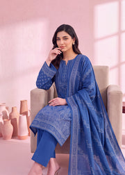 Zeenia Marina Digital Printed Dhanak Marina Unstitched 3Pc Suit JS-10 Azure
