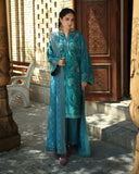 Hemline by Mushq Bukhara Embroidered Viscose Unstitched 3Pc Suit - Azure Courtyard