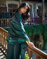 Mushq Broadway Embroidered Jacquard Unstitched 3Pc Suit - Azure Echo